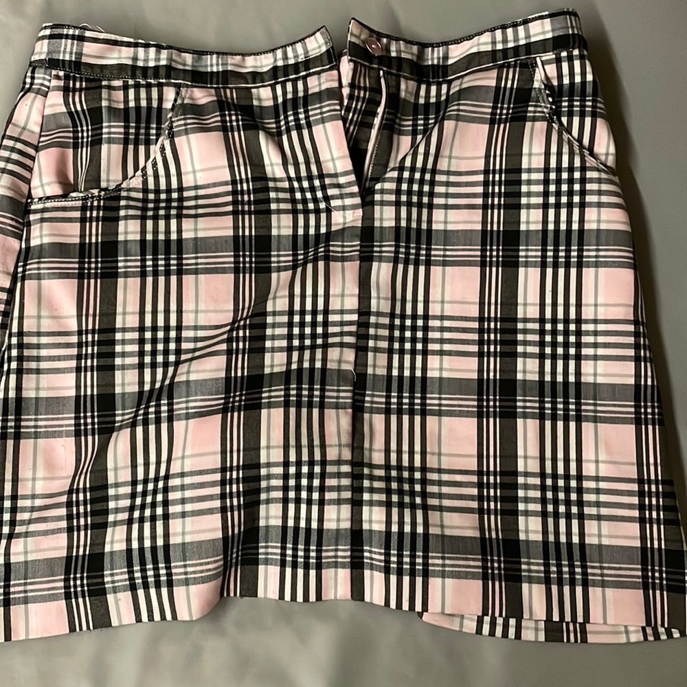 Y2K pink plaid skirt